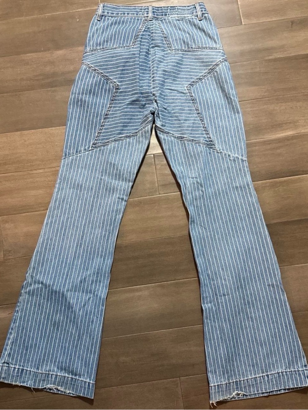 Revice Denim Pinstripe Star Flare Jeans Size 31 High Rise Retro Y2K - Picture 2 of 7